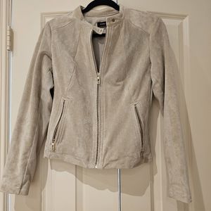 Ivanka Trump Faux Suede Tan Moto Jacket Size Small